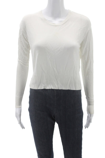 MM6 Maison Margiela Women Pullover Sweater White Round Neck Long Sleeve Size XS