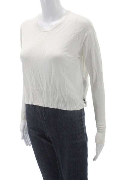 MM6 Maison Margiela Women Pullover Sweater White Round Neck Long Sleeve Size XS