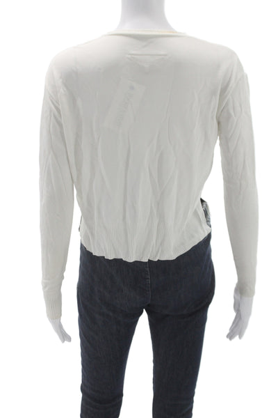 MM6 Maison Margiela Women Pullover Sweater White Round Neck Long Sleeve Size XS