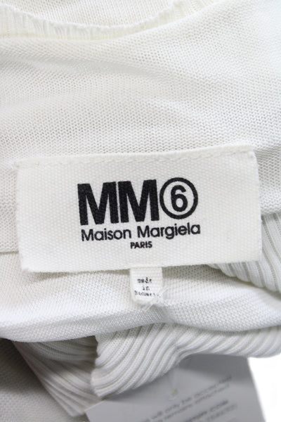 MM6 Maison Margiela Women Pullover Sweater White Round Neck Long Sleeve Size XS