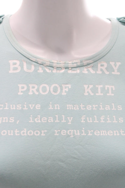 Burberry London Women Blouse Blue Long Sleeve Crew Neck Cotton Size M