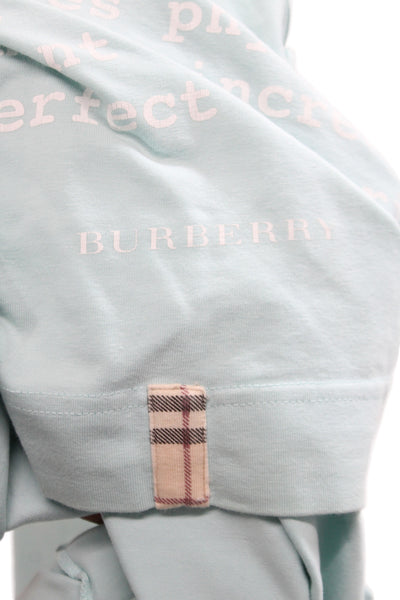 Burberry London Women Blouse Blue Long Sleeve Crew Neck Cotton Size M