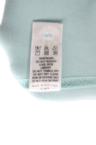 Burberry London Women Blouse Blue Long Sleeve Crew Neck Cotton Size M