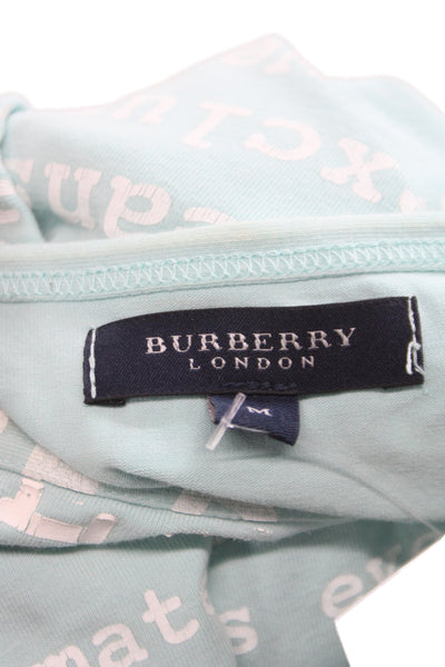 Burberry London Women Blouse Blue Long Sleeve Crew Neck Cotton Size M