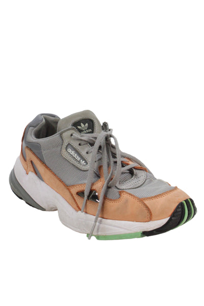 Adidas Originals Falcon W Leather Colorblock Running Sneakers Orange Size 9