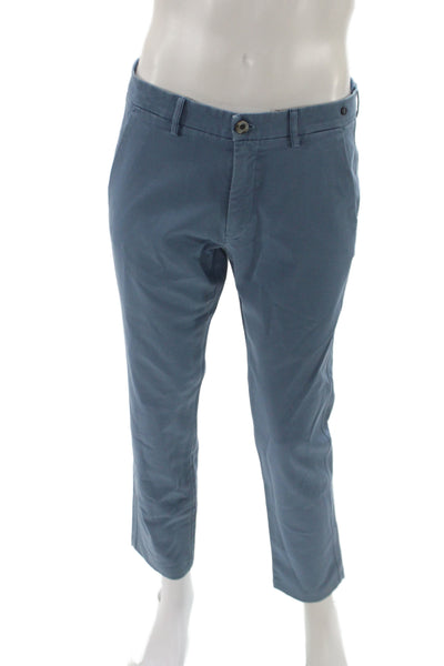 Masons Mens Straight Cotton Blue Chinos Button Fly Size 32