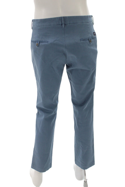 Masons Mens Straight Cotton Blue Chinos Button Fly Size 32