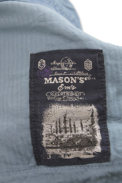 Masons Mens Straight Cotton Blue Chinos Button Fly Size 32