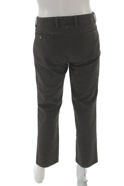 Masons Mens Brown Plaid Cotton Straight Trousers Button Closure Size 32