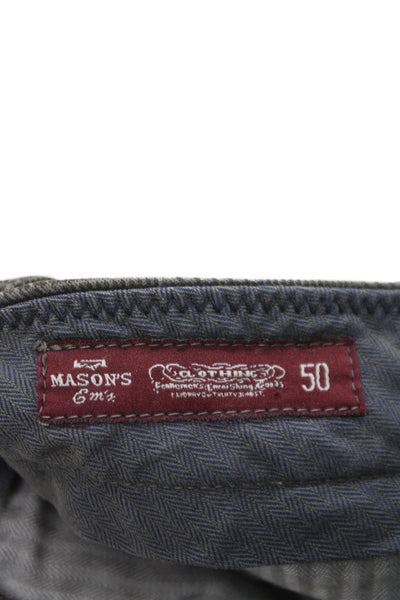 Masons Mens Brown Plaid Cotton Straight Trousers Button Closure Size 32