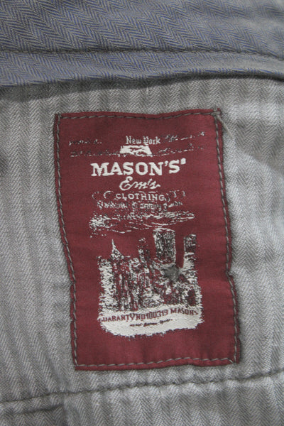 Masons Mens Brown Plaid Cotton Straight Trousers Button Closure Size 32