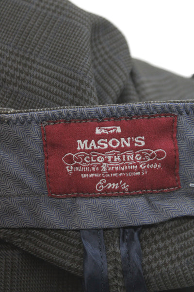 Masons Mens Brown Plaid Cotton Straight Trousers Button Closure Size 32