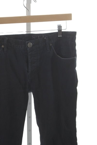 Burberry Brit Mens Straight Jeans Black Cotton Button Size 32