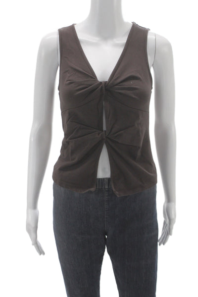Reformation Women Brown Round Neck Tank Top Size S