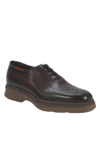 Santoni Mens Easy Nova Leather Slip On Oxford Shoes Brown Size 8