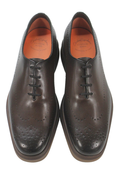 Santoni Mens Easy Nova Leather Slip On Oxford Shoes Brown Size 8