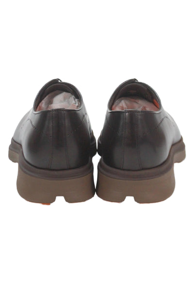 Santoni Mens Easy Nova Leather Slip On Oxford Shoes Brown Size 8