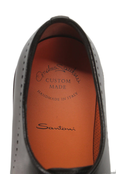 Santoni Mens Easy Nova Leather Slip On Oxford Shoes Brown Size 8