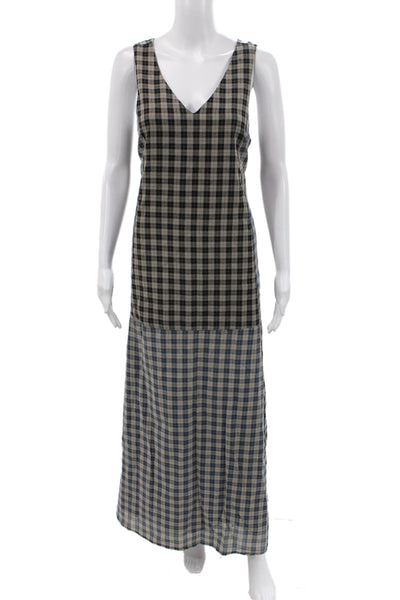 Daisy Street Womens Maxi Plaid V Neck Sleeveless Black Dress Polyester Size XS
