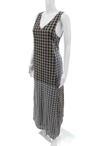 Daisy Street Womens Maxi Plaid V Neck Sleeveless Black Dress Polyester Size XS