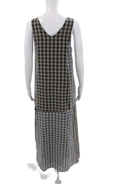 Daisy Street Womens Maxi Plaid V Neck Sleeveless Black Dress Polyester Size XS