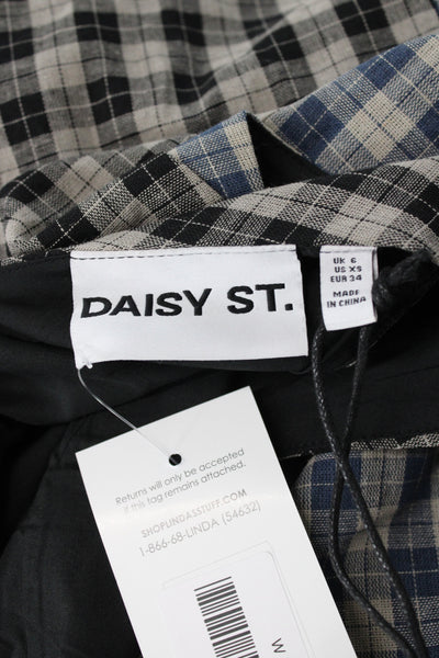 Daisy Street Womens Maxi Plaid V Neck Sleeveless Black Dress Polyester Size XS