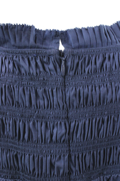 Sea New York Women Shift Dress Blue High Neck Short Sleeve Cotton Size L