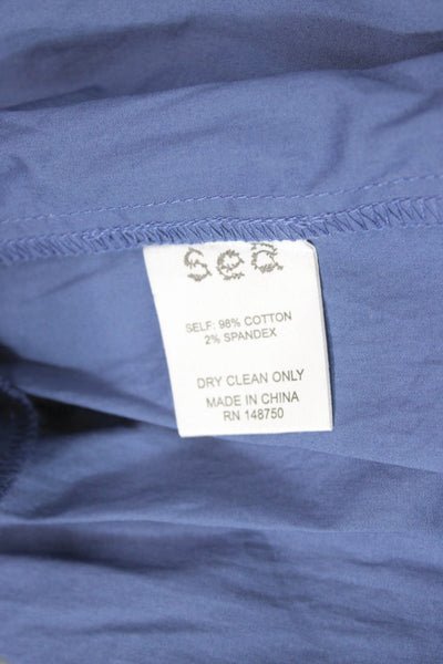 Sea New York Women Shift Dress Blue High Neck Short Sleeve Cotton Size L