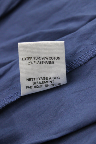 Sea New York Women Shift Dress Blue High Neck Short Sleeve Cotton Size L
