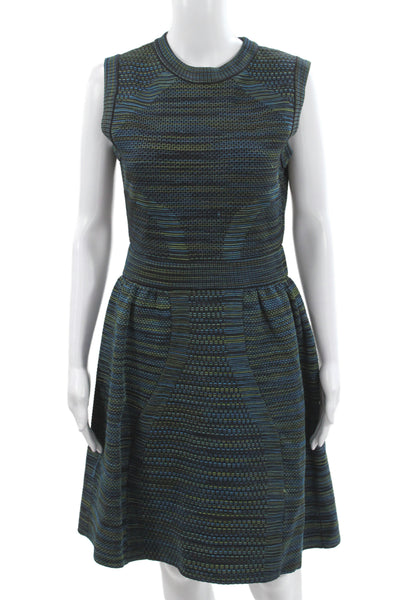 Missoni Womens Fit & Flare Black Geometric Sleeveless Crew Neck Dress Size 44