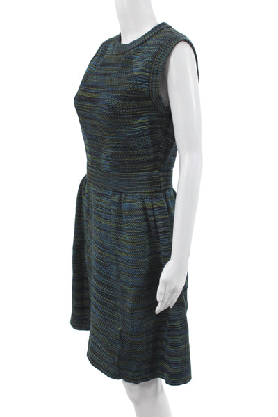 Missoni Womens Fit & Flare Black Geometric Sleeveless Crew Neck Dress Size 44