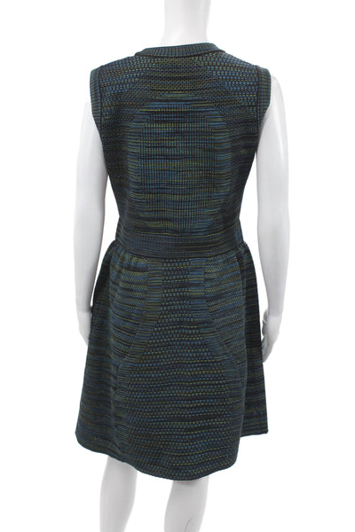 Missoni Womens Fit & Flare Black Geometric Sleeveless Crew Neck Dress Size 44