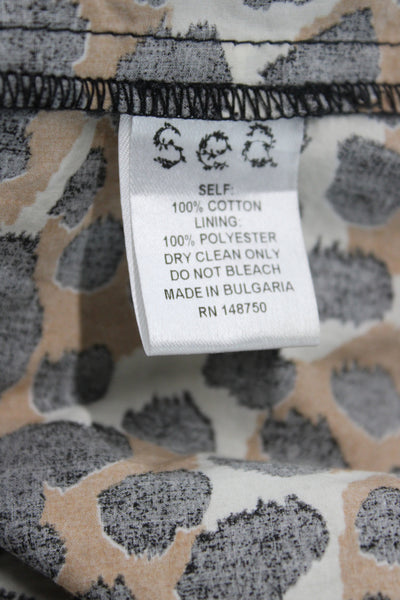 Sea New York Womens Beige Animal Print Shift Dress 100% Cotton Size 8