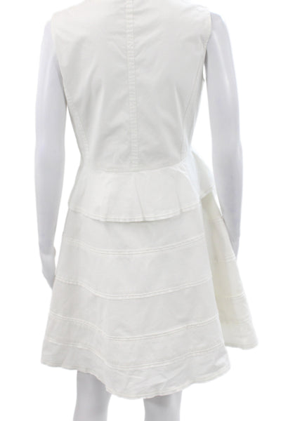 Proenza Schouler Women White Fit & Flare V-Neck Sleeveless Cotton Dress Size 8