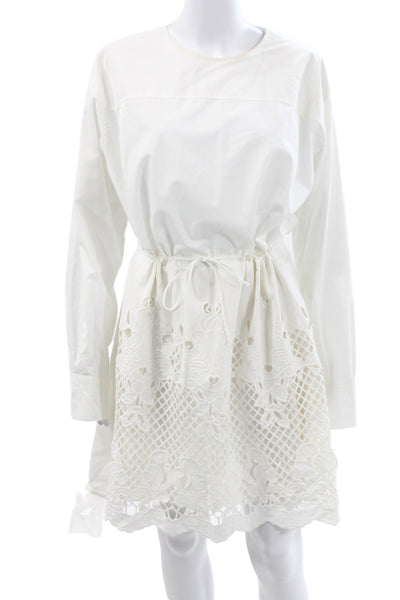 See by Chloe Womens Shirt Dress White Cotton Long Sleeve Short Size 42