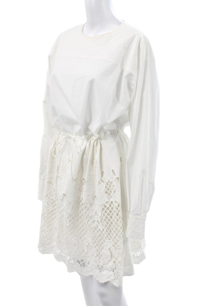 See by Chloe Womens Shirt Dress White Cotton Long Sleeve Short Size 42