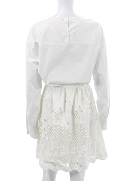 See by Chloe Womens Shirt Dress White Cotton Long Sleeve Short Size 42