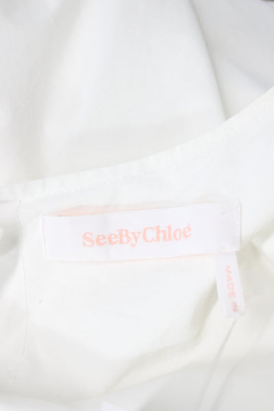 See by Chloe Womens Shirt Dress White Cotton Long Sleeve Short Size 42