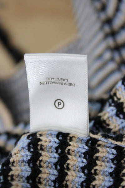 A.L.C. Womens Striped V-Neck Cotton Cardigan Long Sleeve Beige Size L