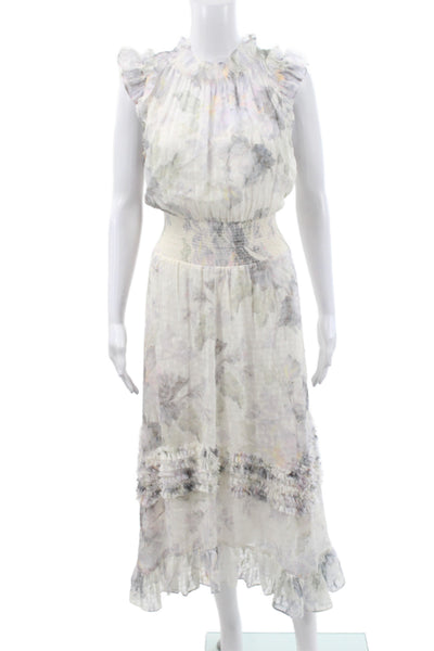 Rebecca Taylor Women Fit & Flare Dress Ivory Silk Sleeveless Size L