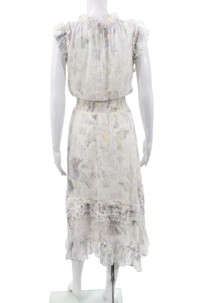 Rebecca Taylor Women Fit & Flare Dress Ivory Silk Sleeveless Size L