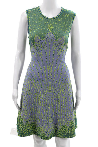 Missoni Womens A-Line Animal Print Sleeveless Short Dress Green Size 44