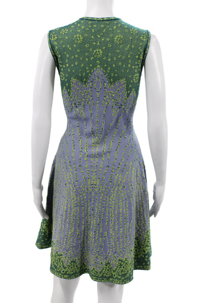 Missoni Womens A-Line Animal Print Sleeveless Short Dress Green Size 44