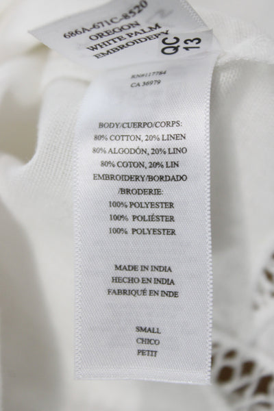 Rails Women Boho V Neck Sleeveless Tie Blouse White Cotton Size S