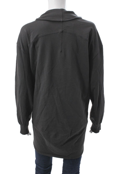 Lululemon Women Gray V-Neck Cotton Pullover Long Sleeve Size 14