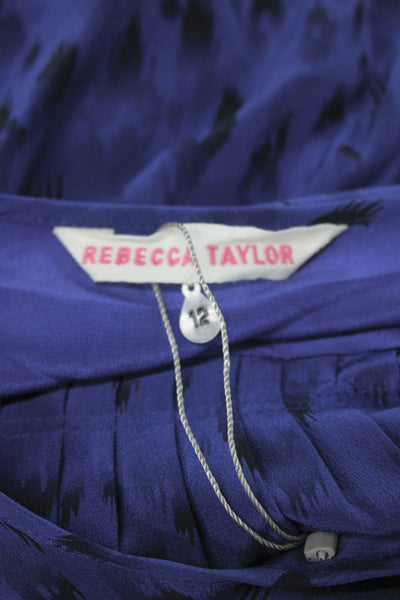 Rebecca Taylor Women Blouson Animal Print Silk Long Sleeve Dress Size 12