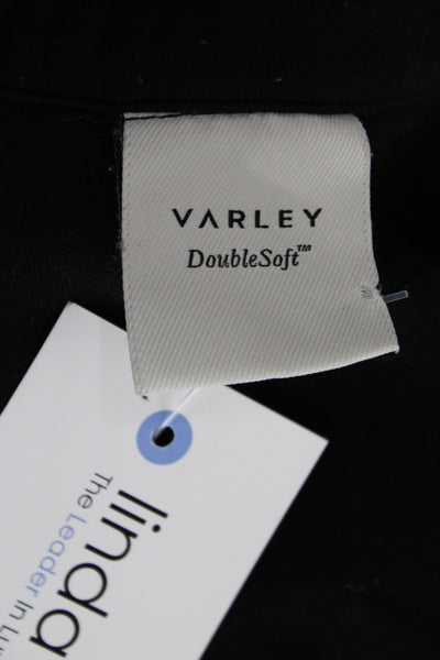 Varley Women Shirt Dress Black Collared Short Sleeve Knee Viscose Size 1X