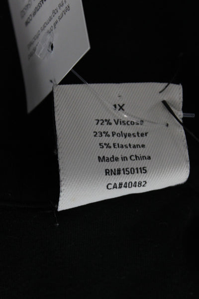 Varley Women Shirt Dress Black Collared Short Sleeve Knee Viscose Size 1X