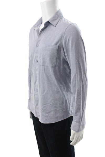 Lululemon Mens Button Front Long Sleeve Collared Pocket Shirt Blue Size Medium