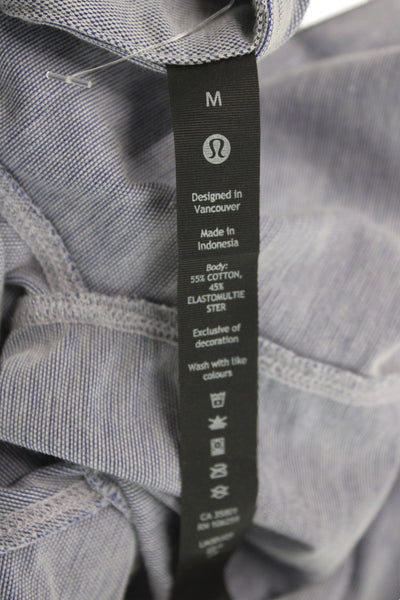 Lululemon Mens Button Front Long Sleeve Collared Pocket Shirt Blue Size Medium